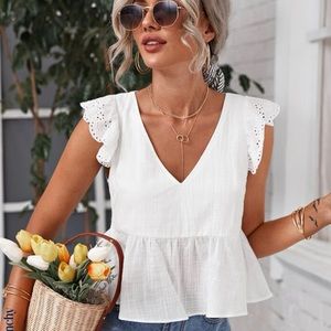 NWT SHEIN White short sleeve top | M
